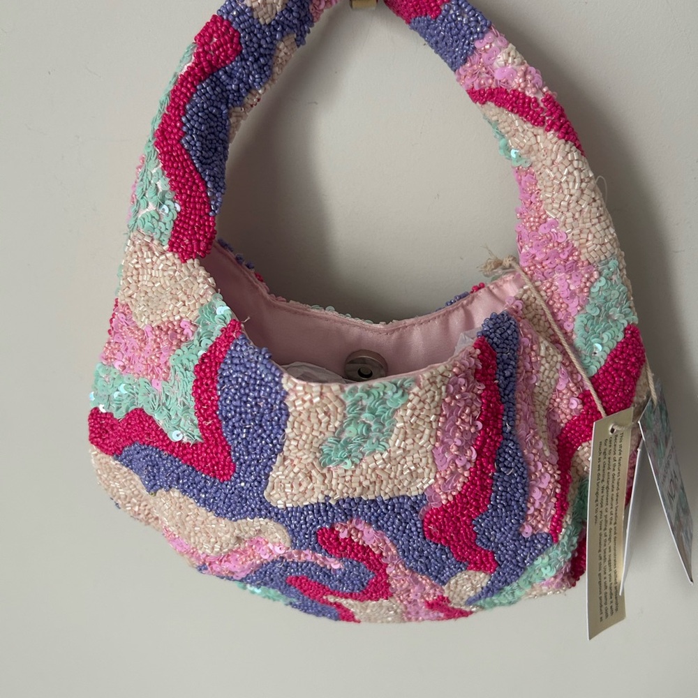 Viral Beaded Pink purple swirl Bag - Picture 2 of 3